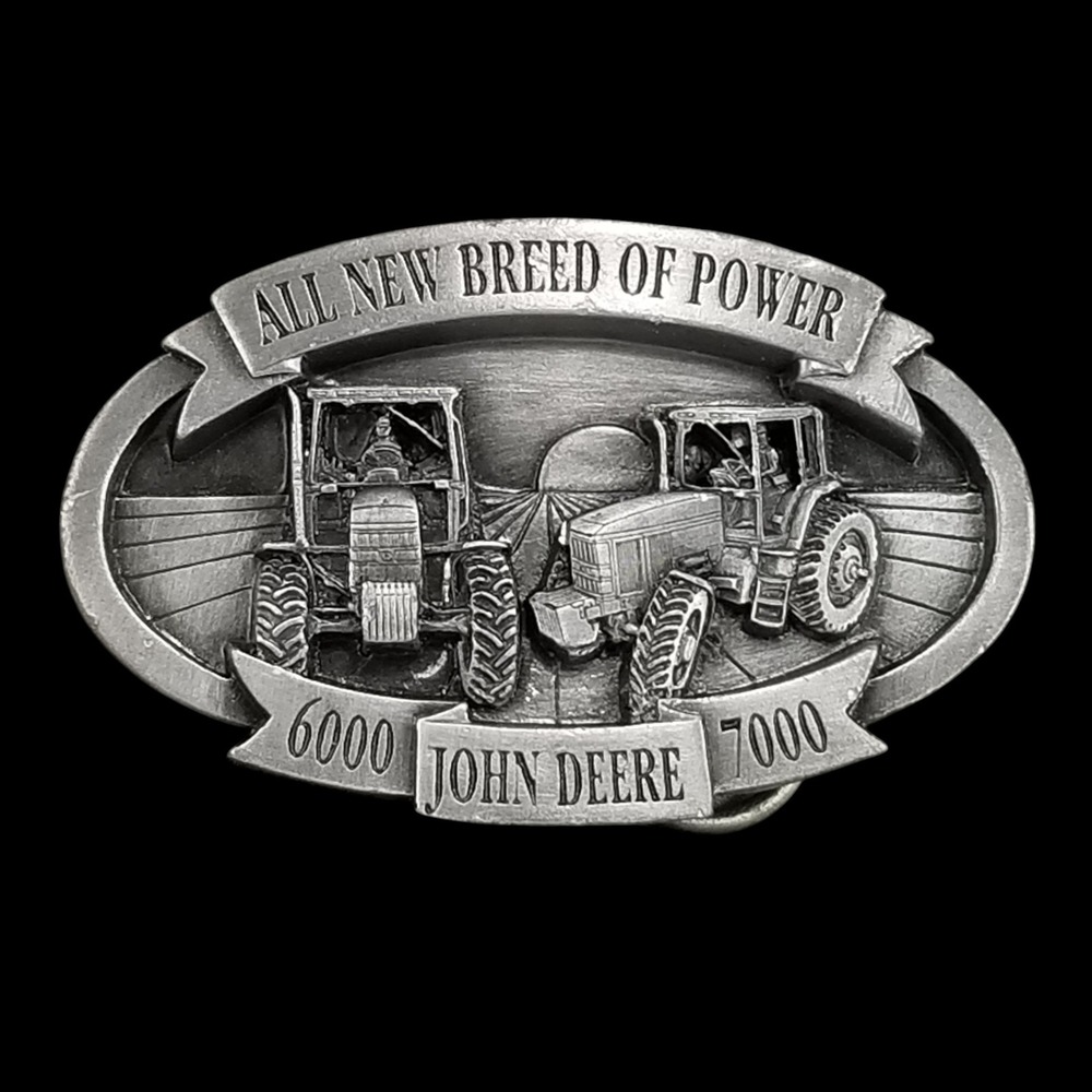 John Deere Belt Buckle Tractor 1992 All New Breed of Power 6000 7000 Series Pewt
